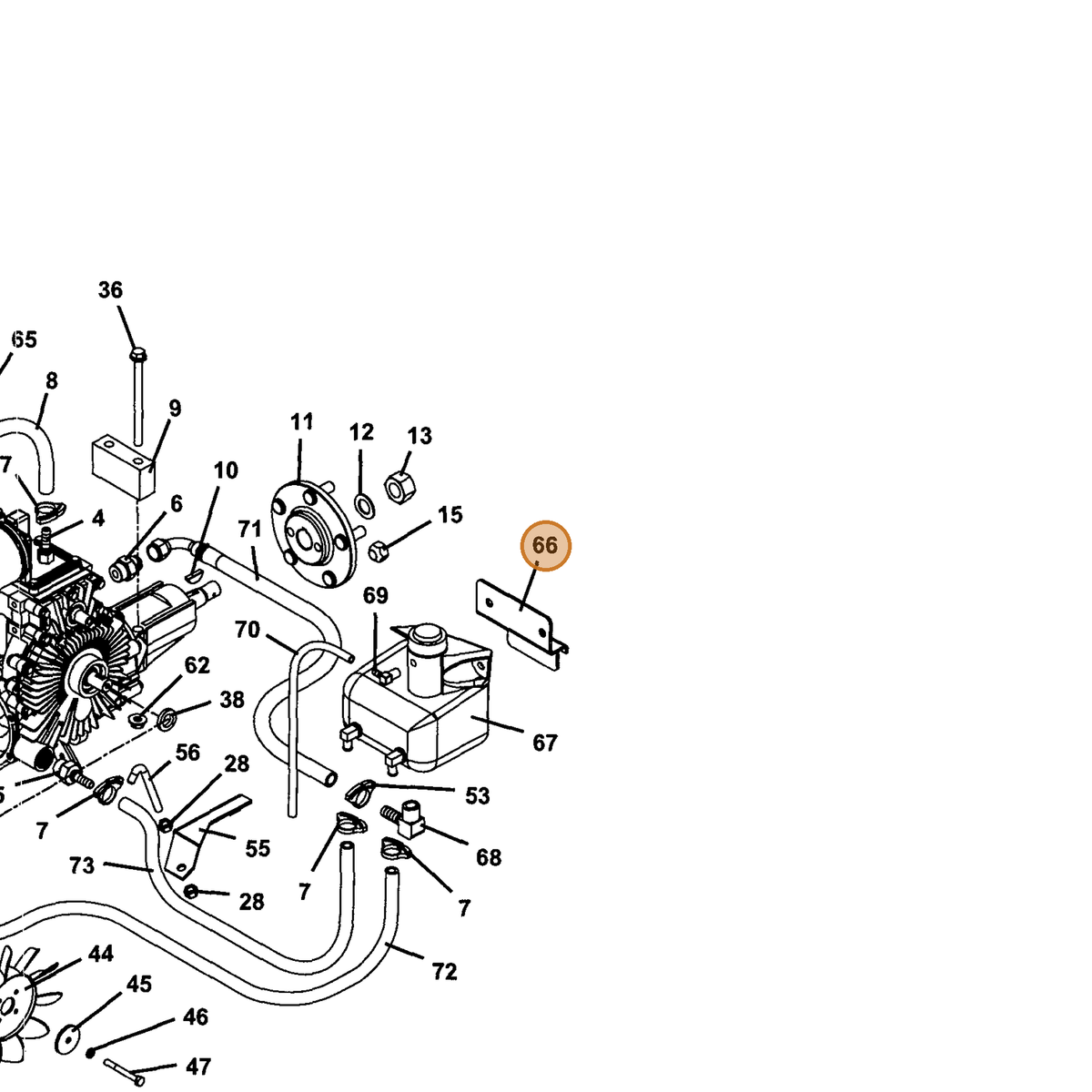 Grasshopper part 754030 — IPL diagram snippet (6x zoom, amber highlight)