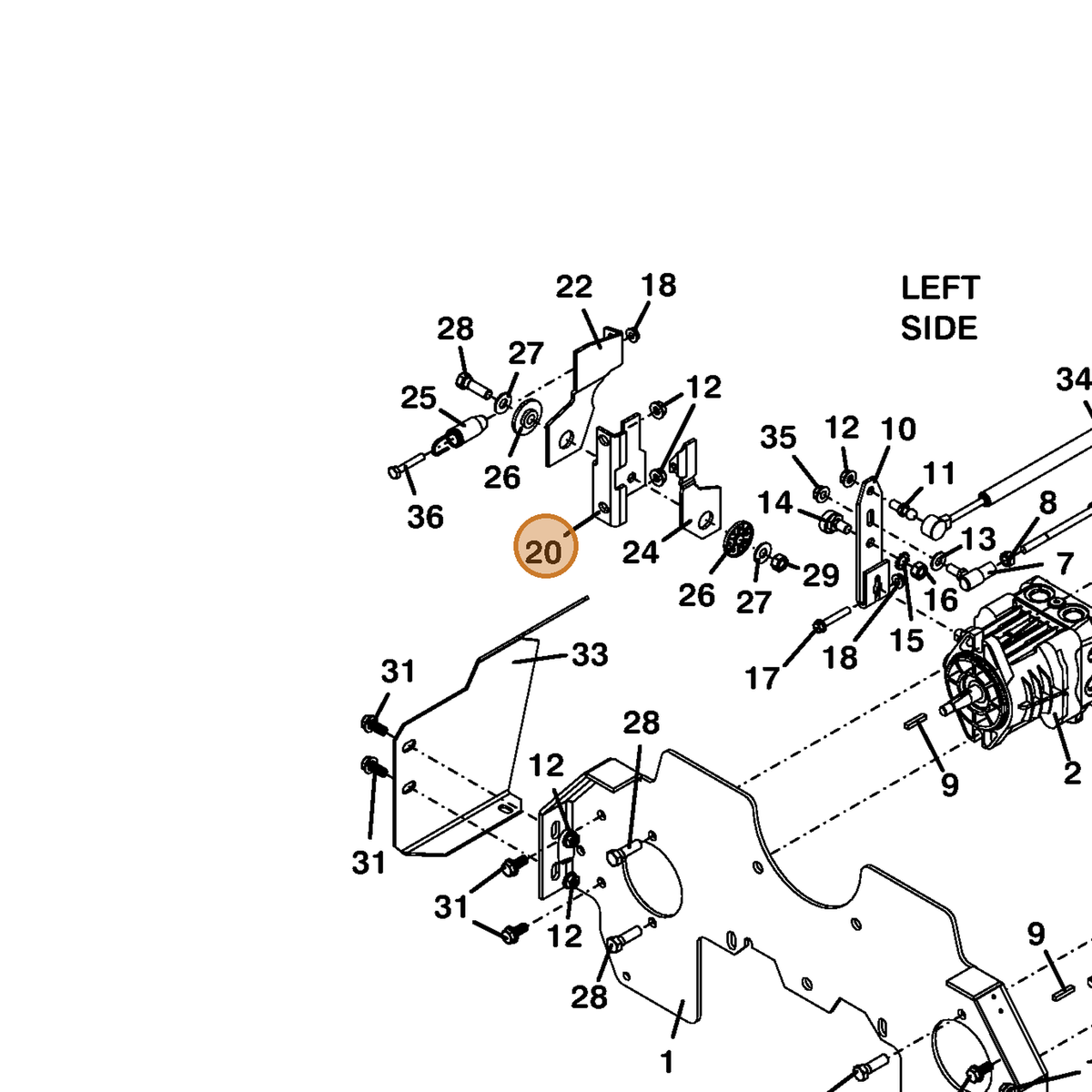 Grasshopper part 754073 — IPL diagram snippet (6x zoom, amber highlight)