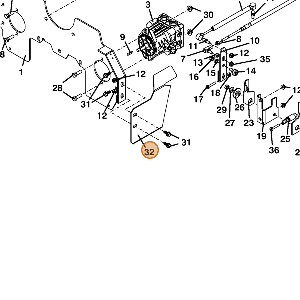 Grasshopper part 754103 — IPL diagram snippet (6x zoom, amber highlight)