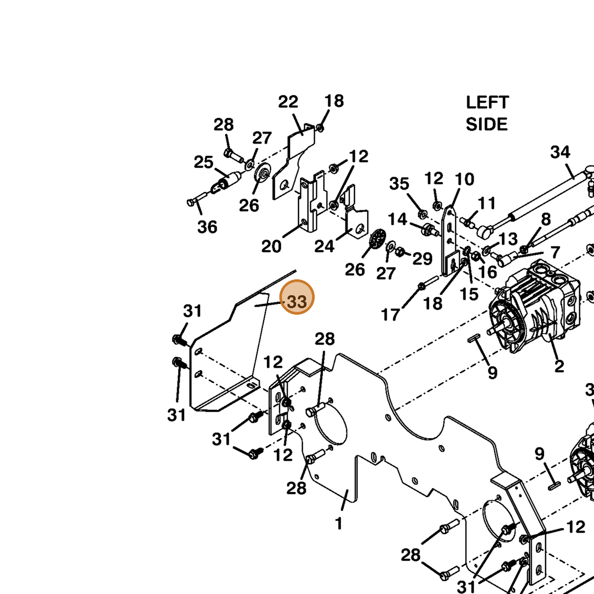 Grasshopper part 754104 — IPL diagram snippet (6x zoom, amber highlight)