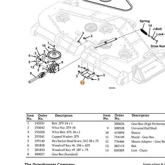 Grasshopper part 754149 — IPL diagram snippet (6x zoom, amber highlight)