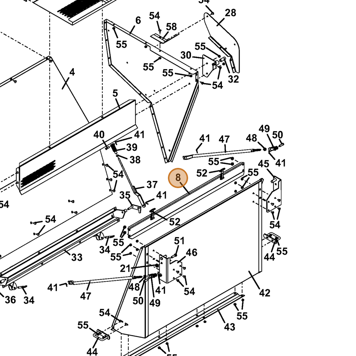 Grasshopper part 754153 — IPL diagram snippet (6x zoom, amber highlight)