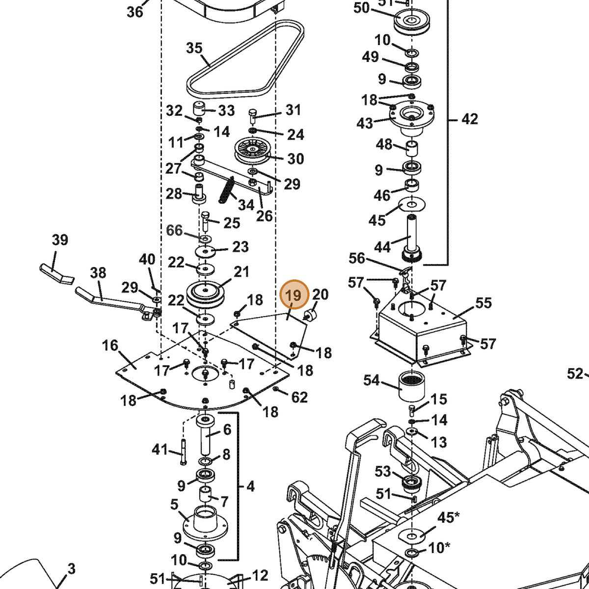 Grasshopper part 754161 — IPL diagram snippet (6x zoom, amber highlight)