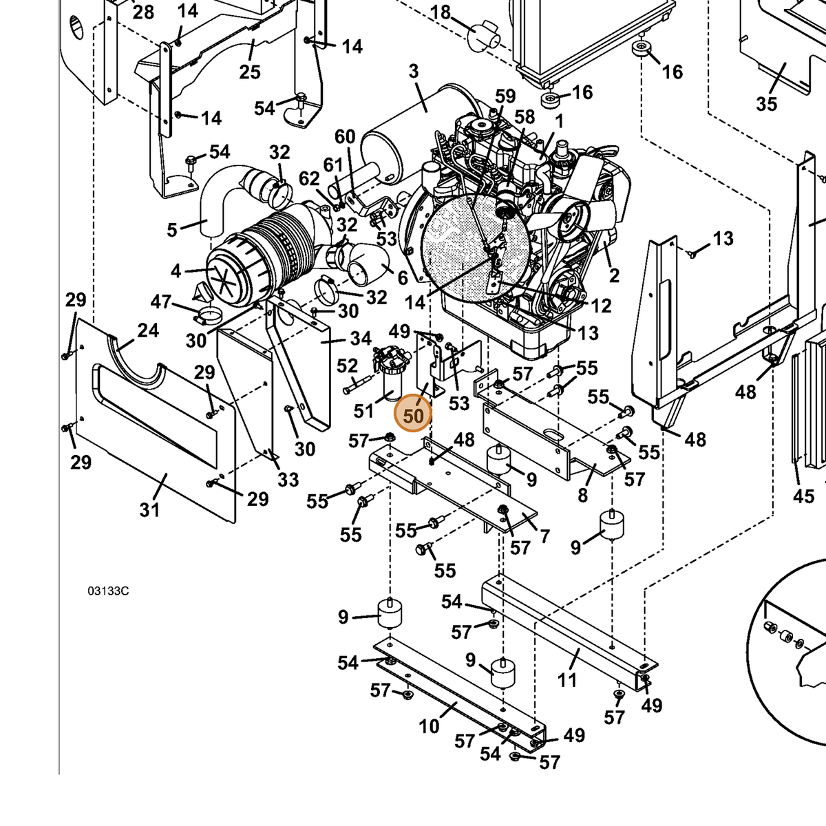 Grasshopper part 754198 — IPL diagram snippet (6x zoom, amber highlight)