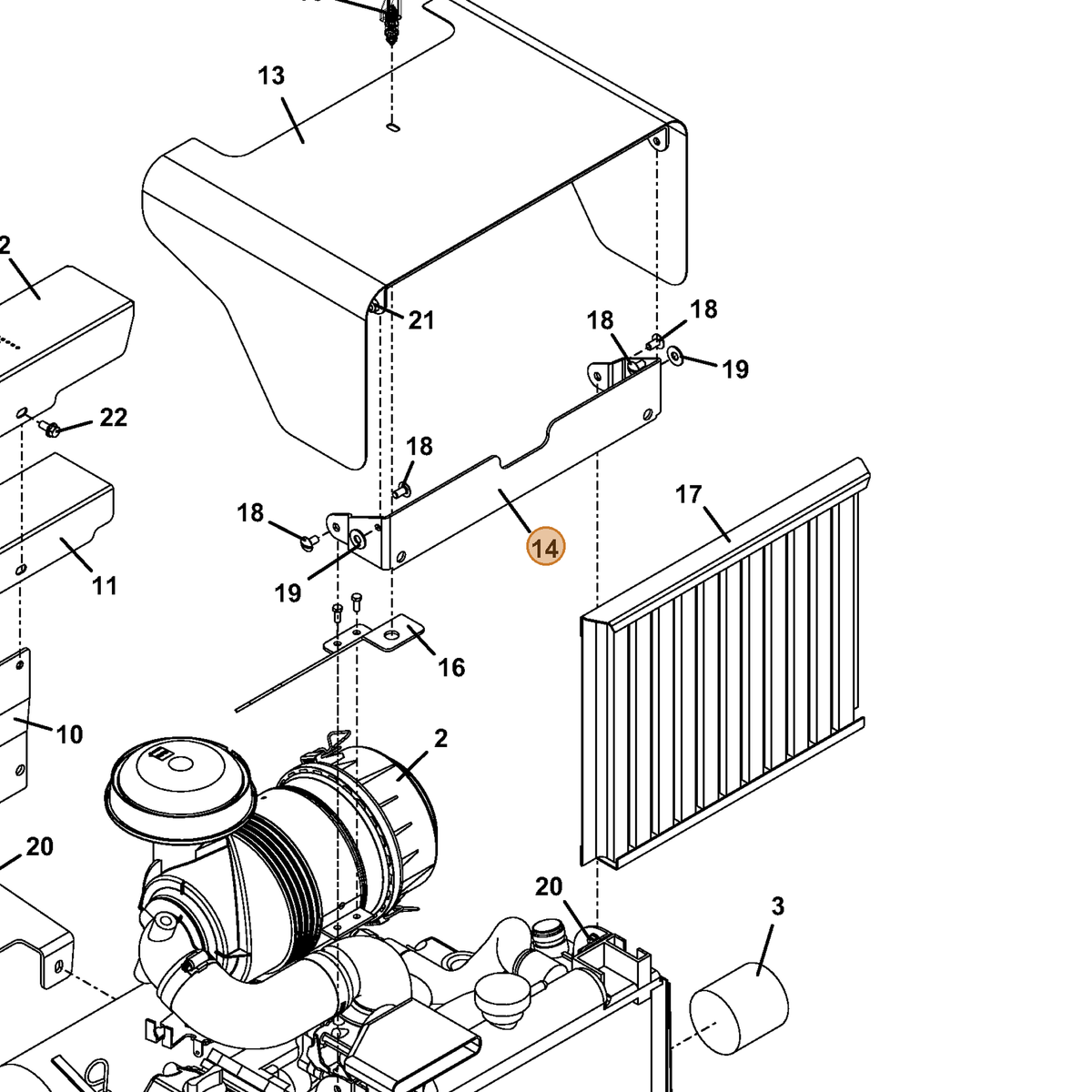Grasshopper part 754207 — IPL diagram snippet (6x zoom, amber highlight)
