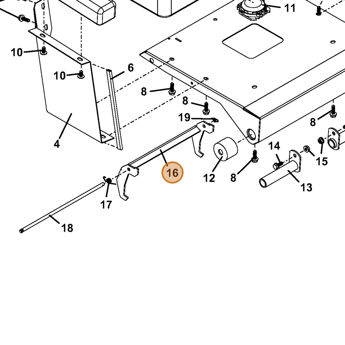 Grasshopper part 754234 — IPL diagram snippet (6x zoom, amber highlight)