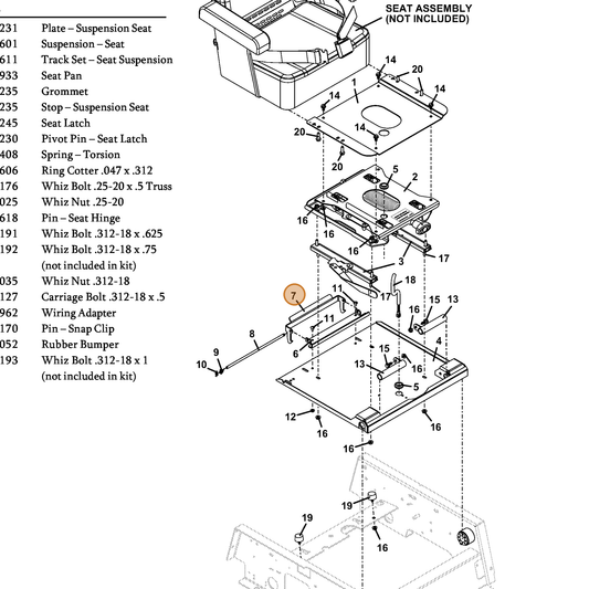 Grasshopper part 754245 — IPL diagram snippet (6x zoom, amber highlight)
