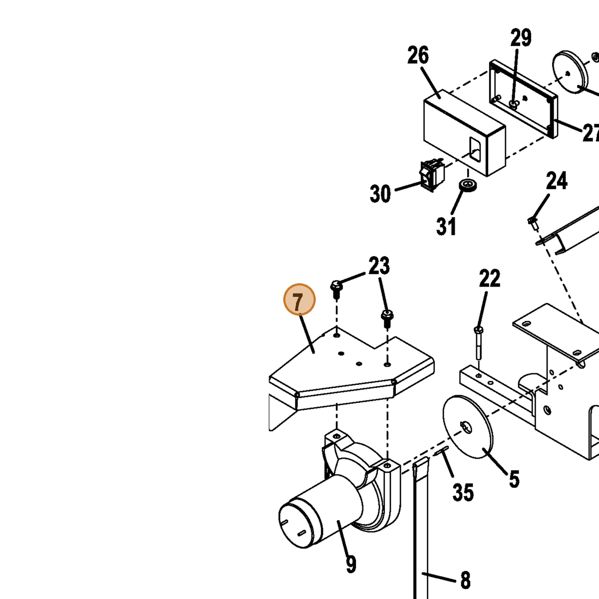 Grasshopper part 754295 — IPL diagram snippet (6x zoom, amber highlight)