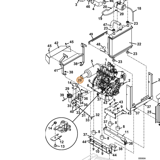 Grasshopper part 755121 — IPL diagram snippet (6x zoom, amber highlight)