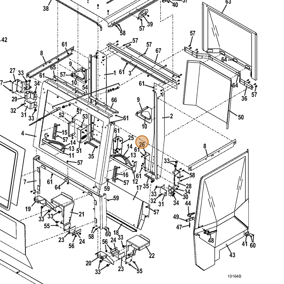 Grasshopper part 766036 — IPL diagram snippet (6x zoom, amber highlight)