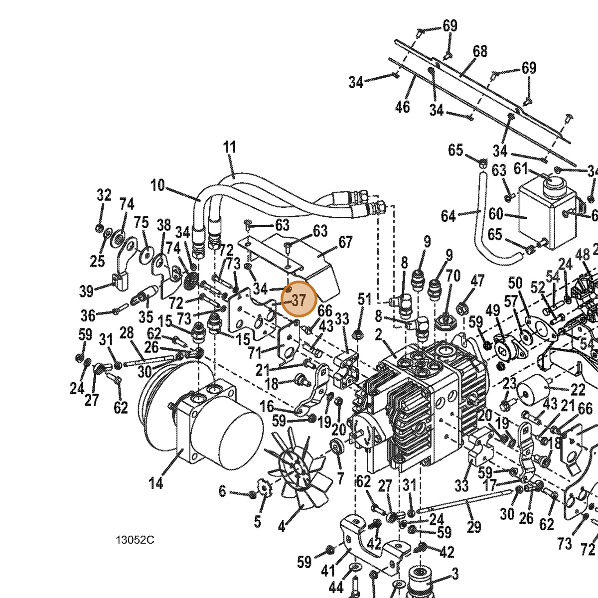 Grasshopper part 766037 — IPL diagram snippet (6x zoom, amber highlight)