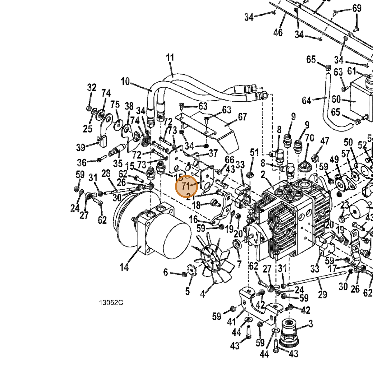 Grasshopper part 766038 — IPL diagram snippet (6x zoom, amber highlight)