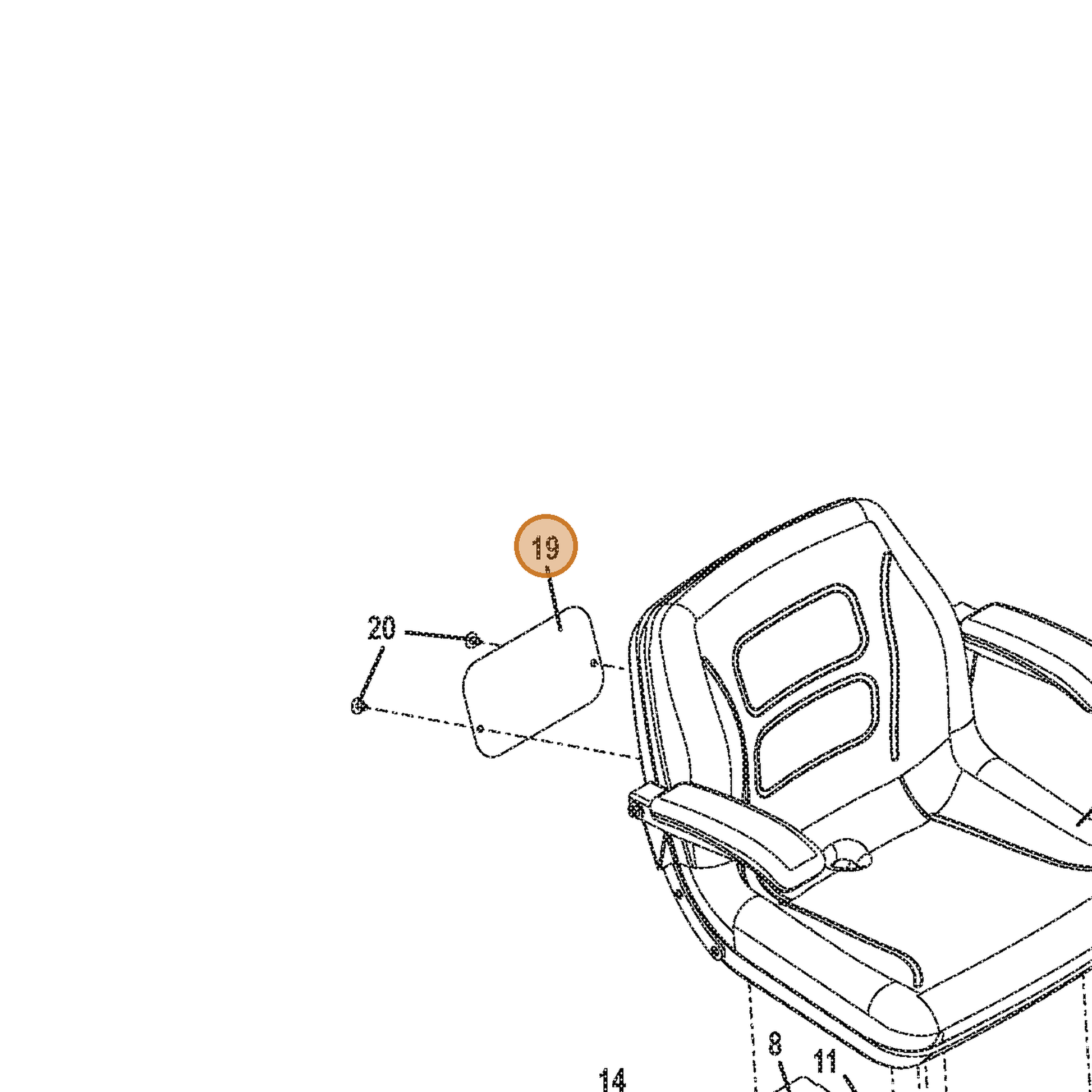 Grasshopper part 770160 — IPL diagram snippet (6x zoom, amber highlight)