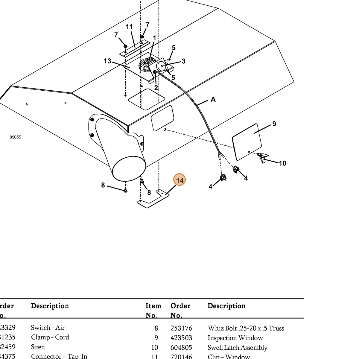 Grasshopper part 772008 — IPL diagram snippet (6x zoom, amber highlight)