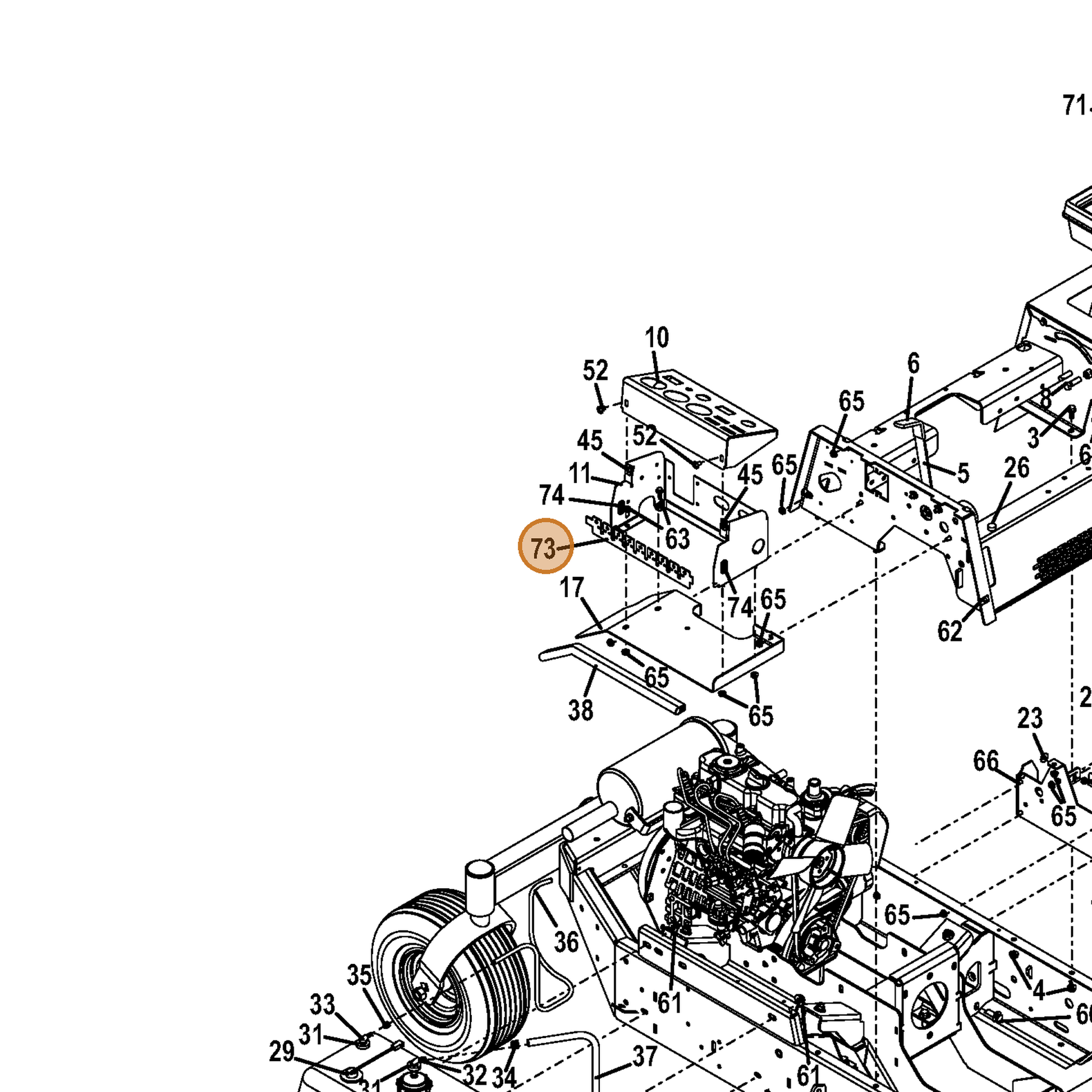 Grasshopper part 773102 — IPL diagram snippet (6x zoom, amber highlight)