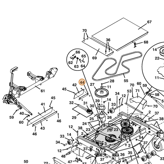 Grasshopper part 774070 — IPL diagram snippet (6x zoom, amber highlight)