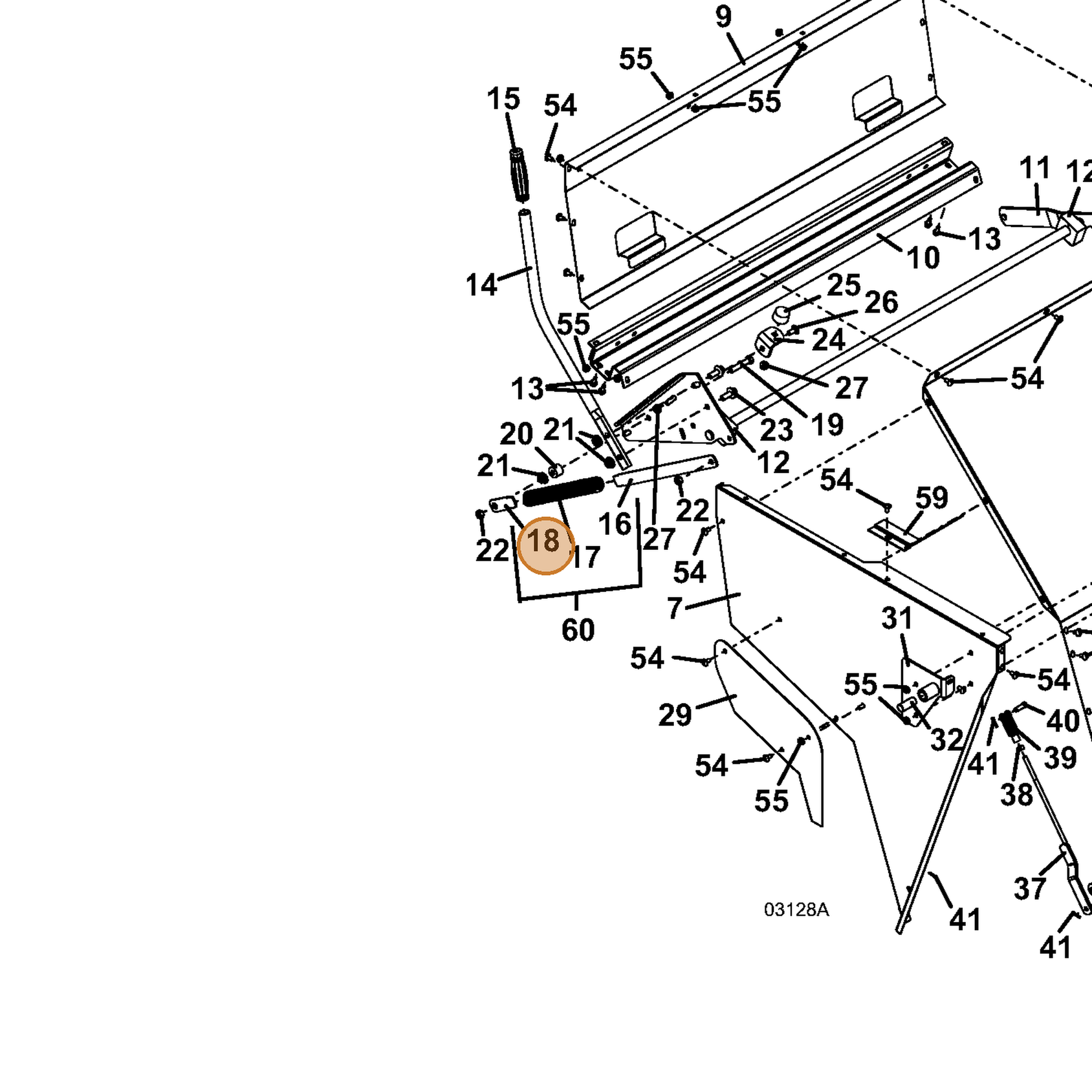 Grasshopper part 774140 — IPL diagram snippet (6x zoom, amber highlight)