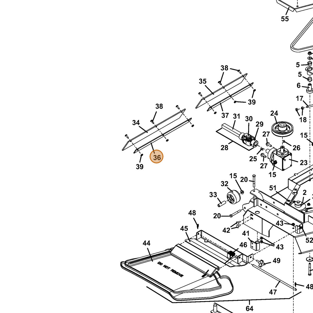 Grasshopper part 774227 — IPL diagram snippet (6x zoom, amber highlight)