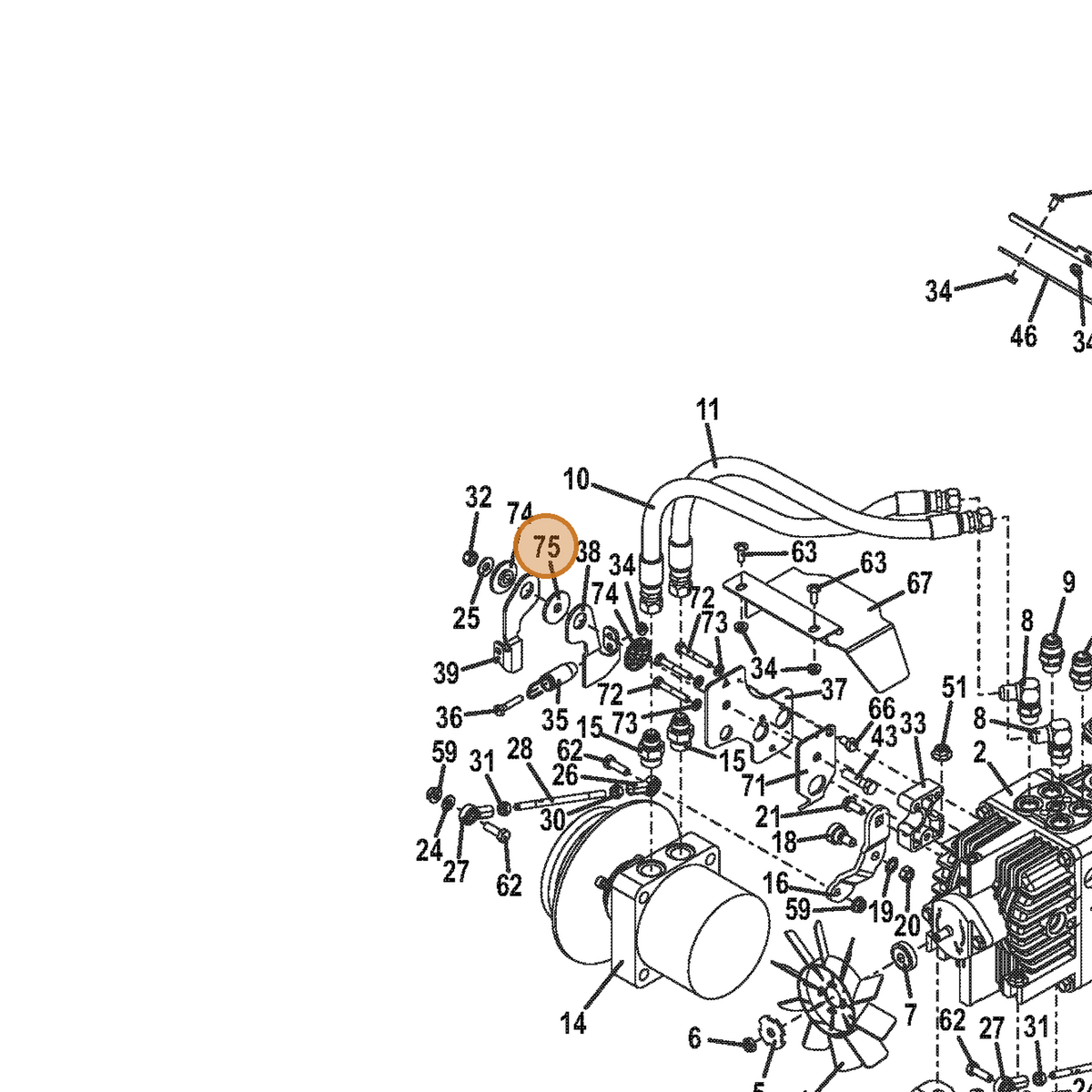 Grasshopper part 774292 — IPL diagram snippet (6x zoom, amber highlight)