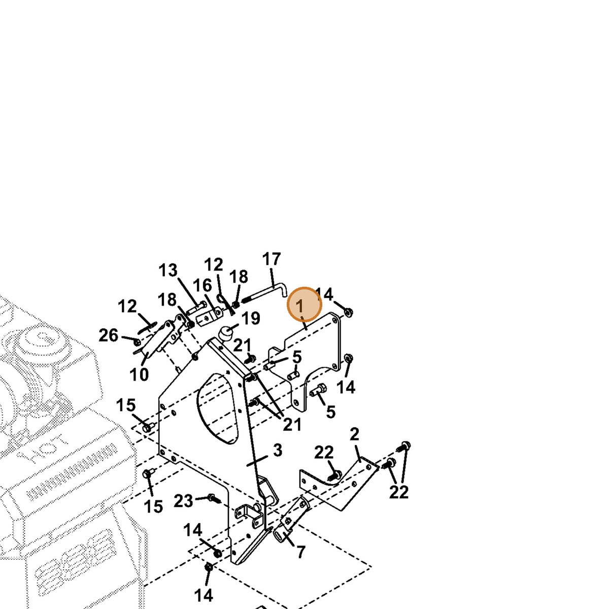 Grasshopper part 776305 — IPL diagram snippet (6x zoom, amber highlight)