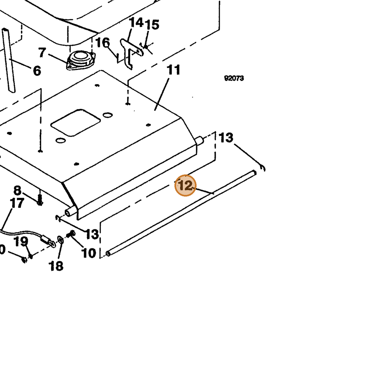 Grasshopper part 780657 — IPL diagram snippet (6x zoom, amber highlight)