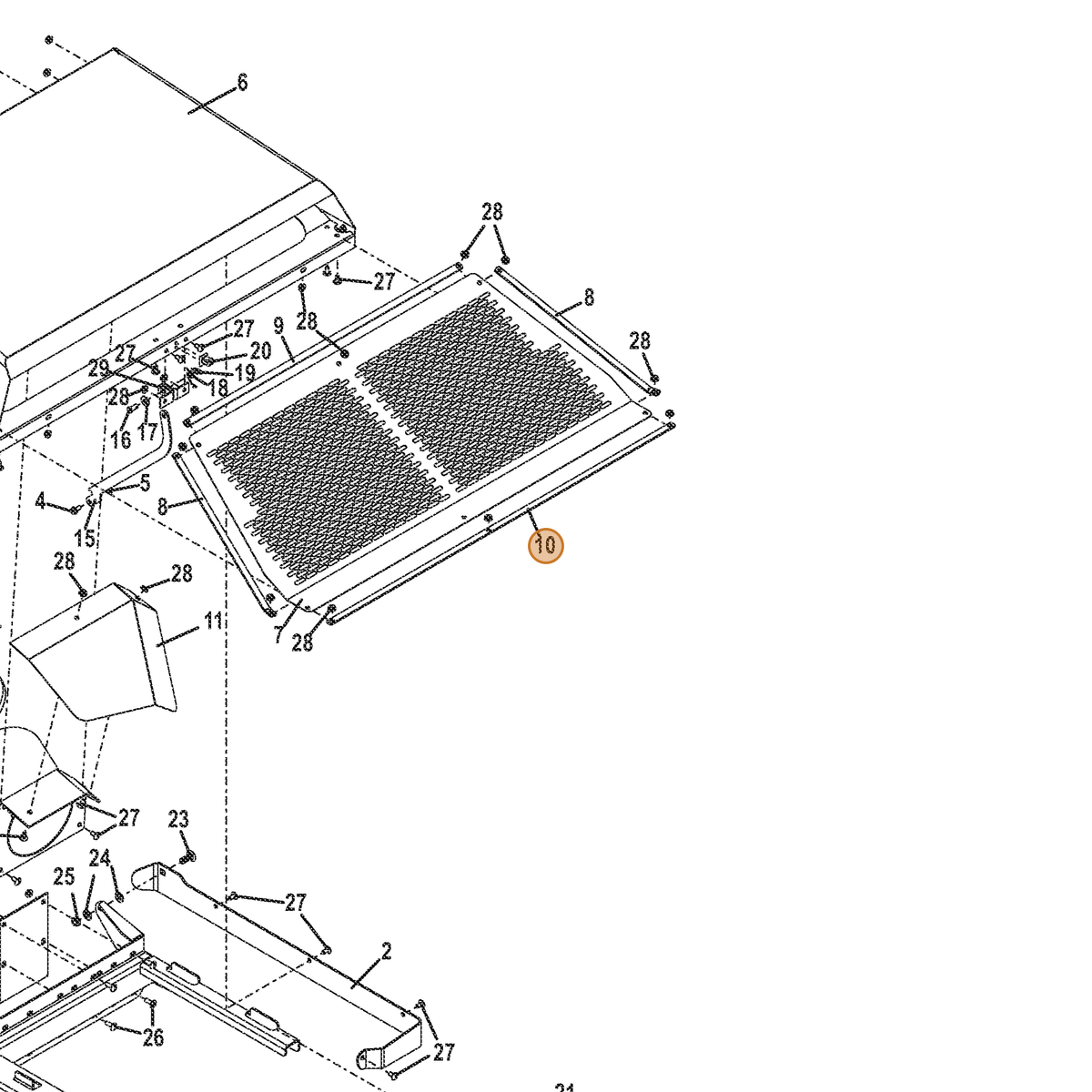 Grasshopper part 782361 — IPL diagram snippet (6x zoom, amber highlight)