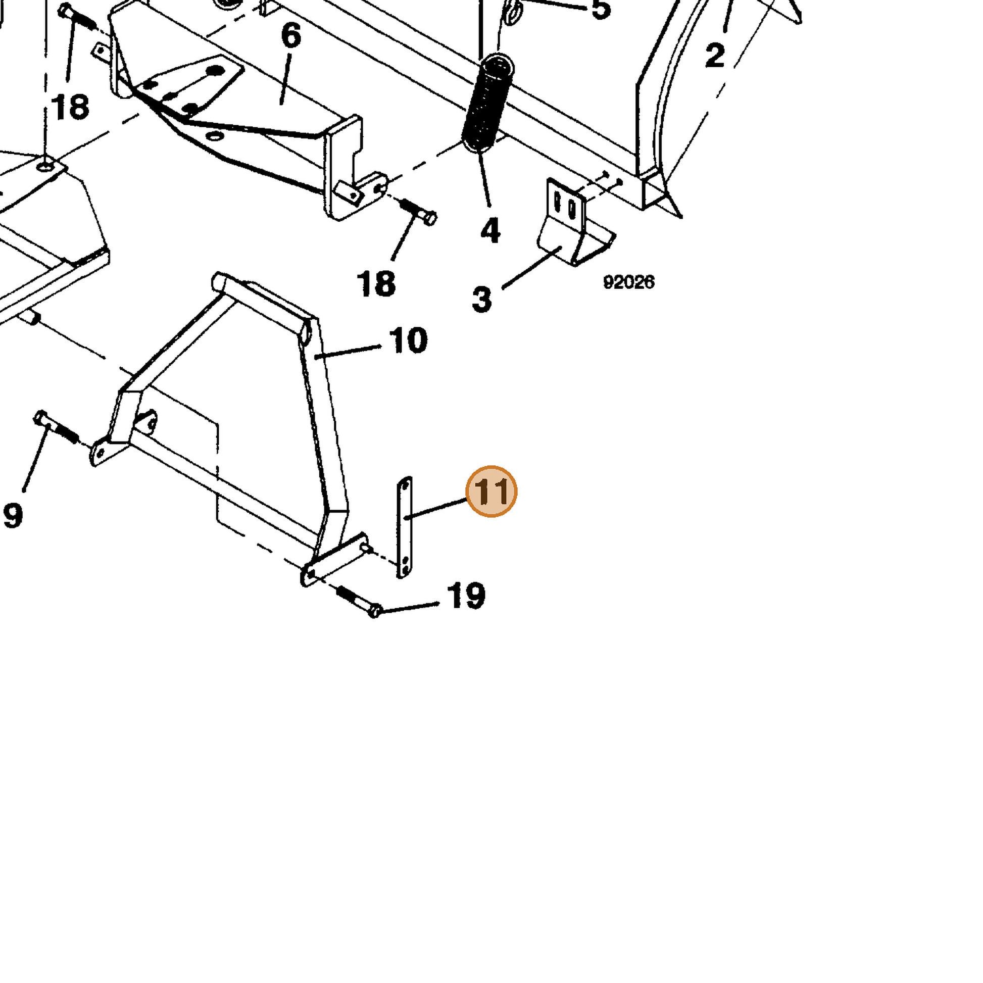 Grasshopper part 782555 — IPL diagram snippet (6x zoom, amber highlight)