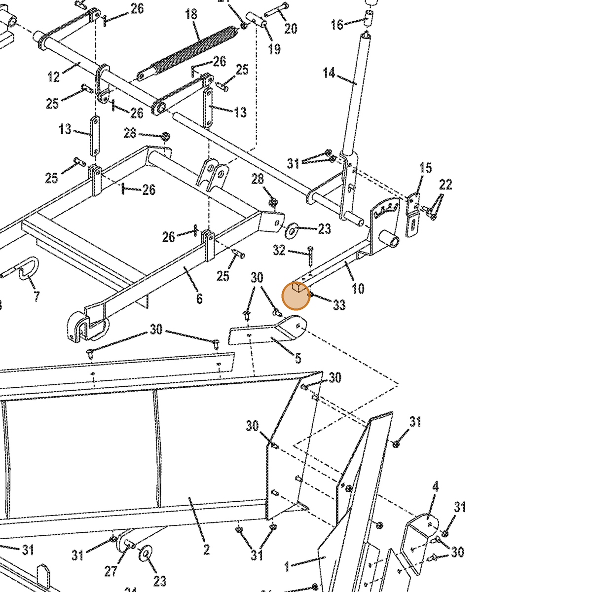 Grasshopper part 782869 — IPL diagram snippet (6x zoom, amber highlight)
