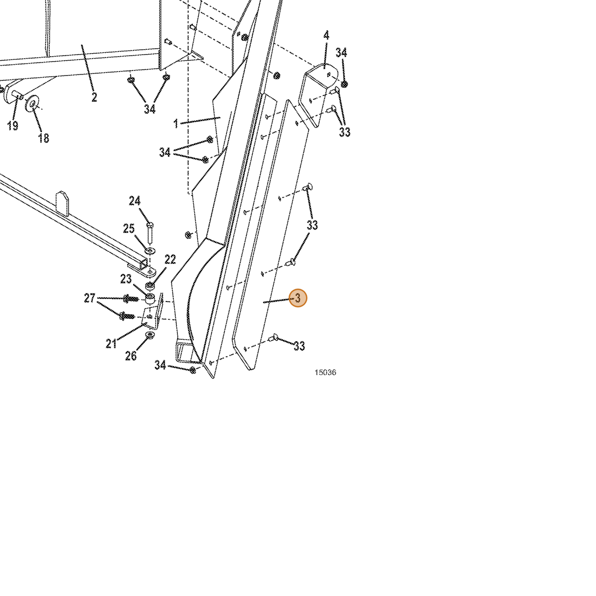 Grasshopper part 783289 — IPL diagram snippet (6x zoom, amber highlight)