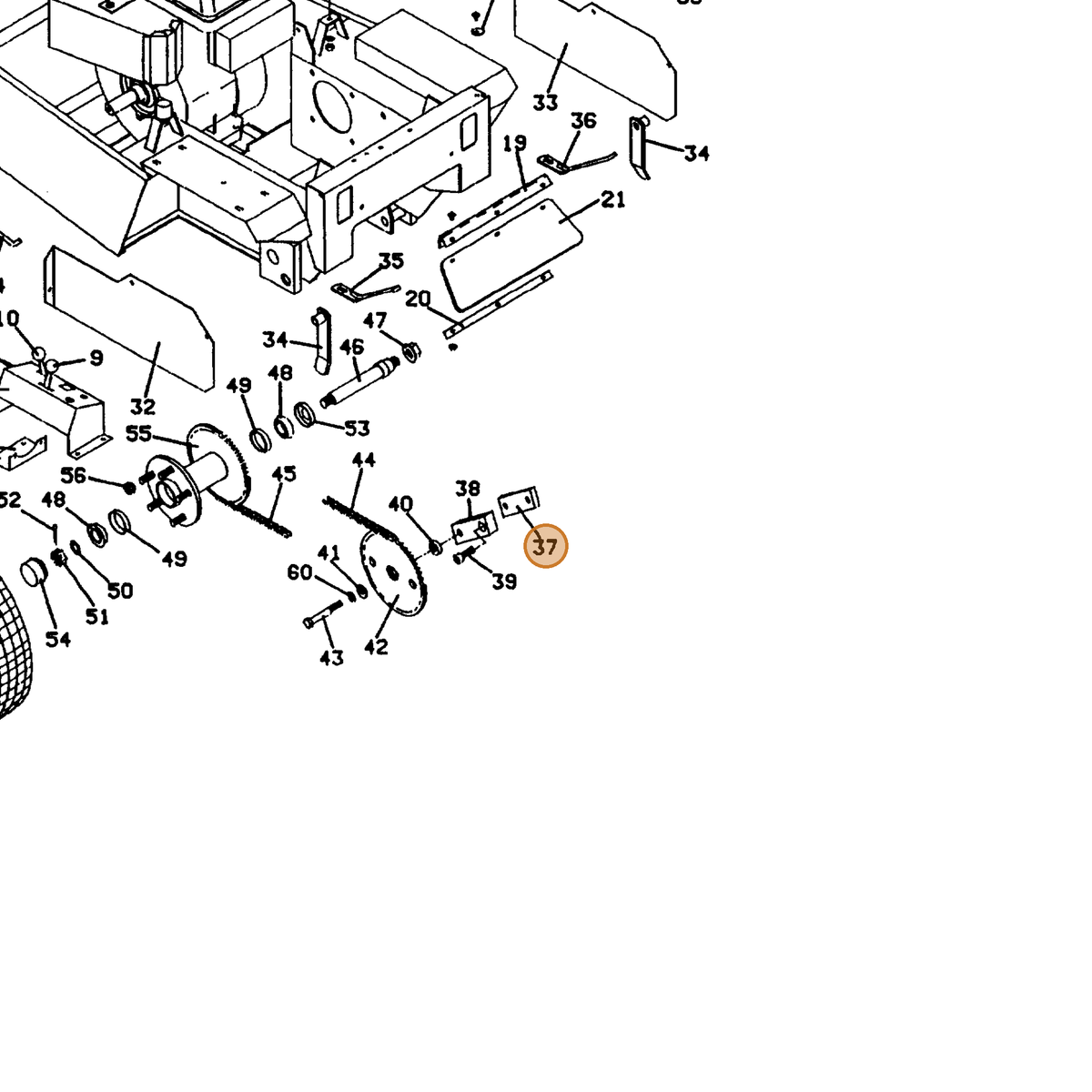 Grasshopper part 783528 — IPL diagram snippet (6x zoom, amber highlight)