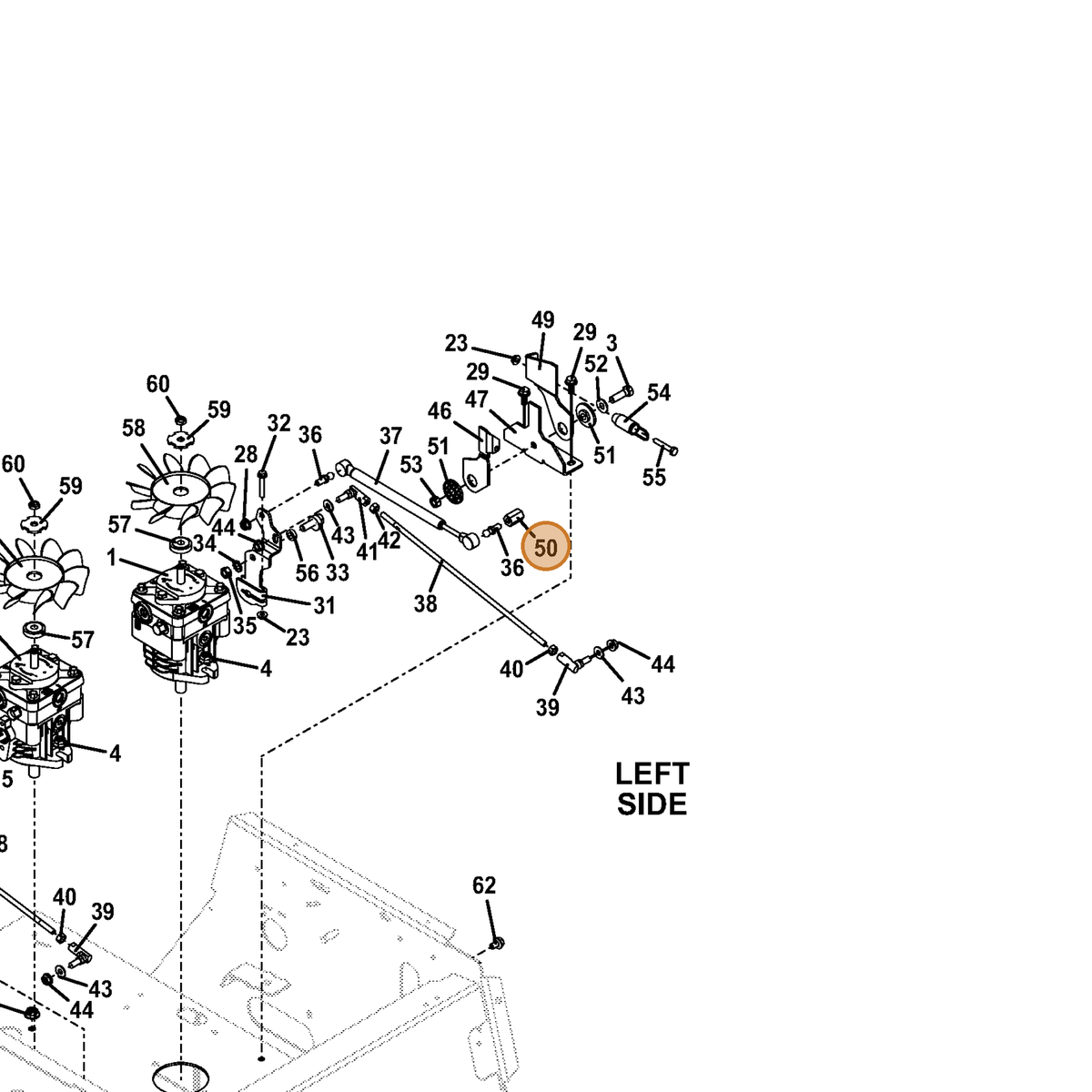 Grasshopper part 783729 — IPL diagram snippet (6x zoom, amber highlight)