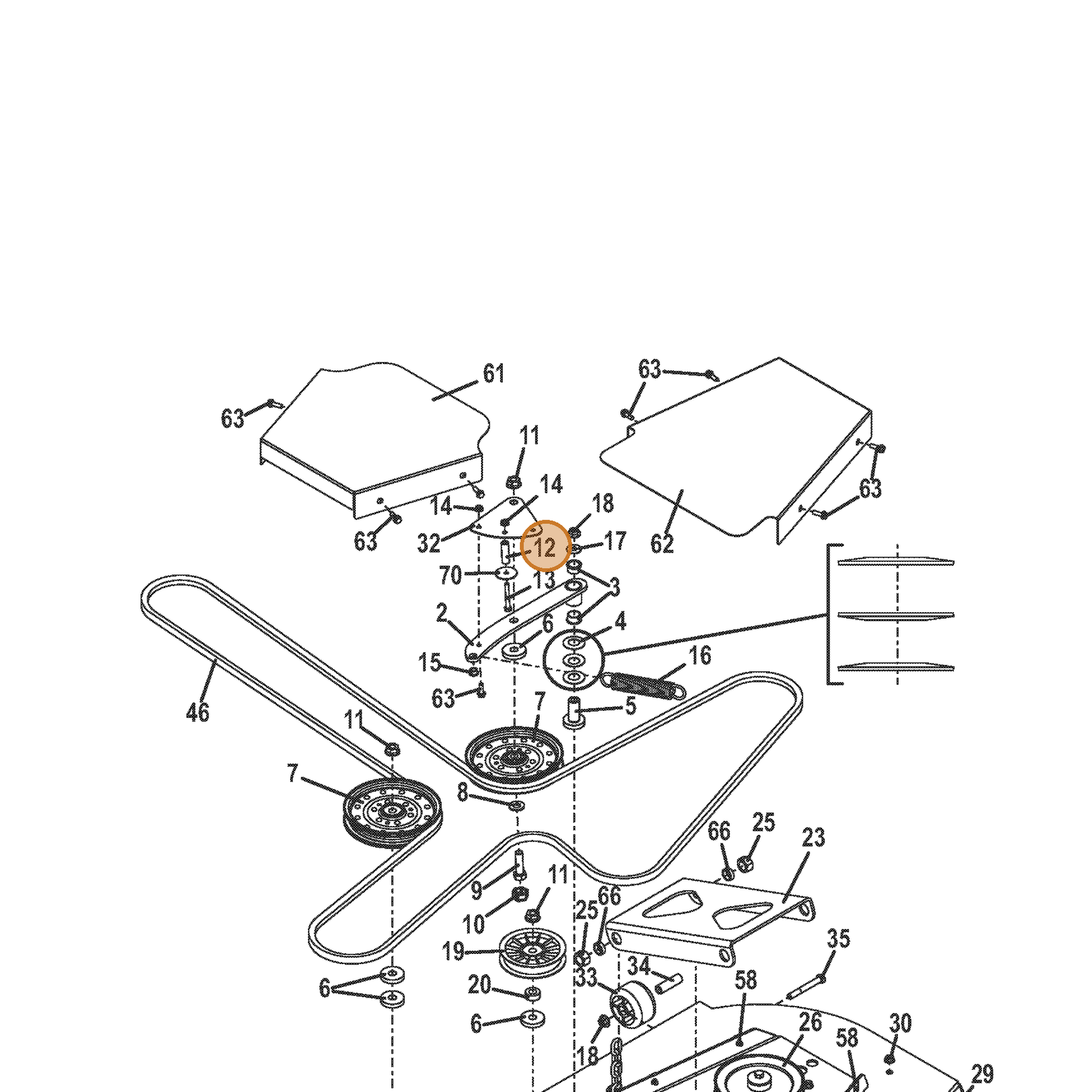 Grasshopper part 784051 — IPL diagram snippet (6x zoom, amber highlight)