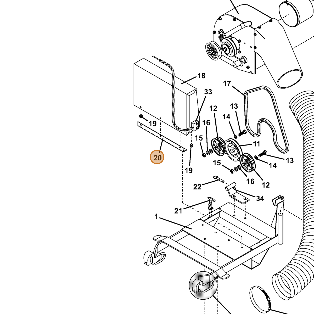 Grasshopper part 820110 — IPL diagram snippet (6x zoom, amber highlight)