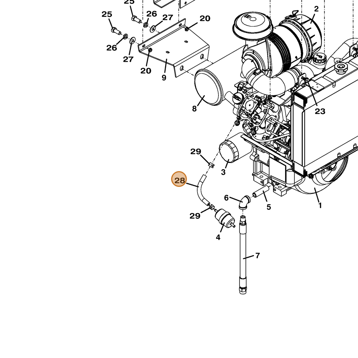 Grasshopper part 821710 — IPL diagram snippet (6x zoom, amber highlight)