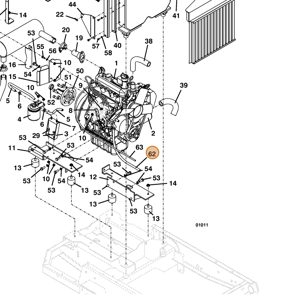 Grasshopper part 821718 — IPL diagram snippet (6x zoom, amber highlight)