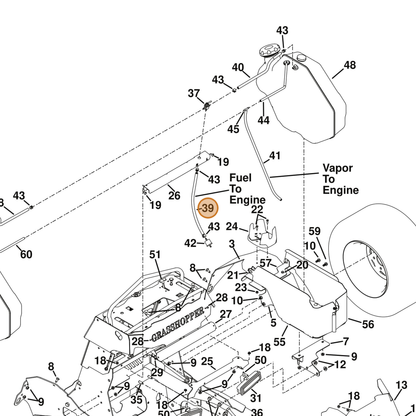 Grasshopper part 821734 — IPL diagram snippet (6x zoom, amber highlight)