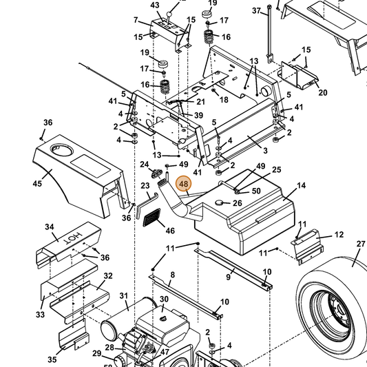 Grasshopper part 821736 — IPL diagram snippet (6x zoom, amber highlight)