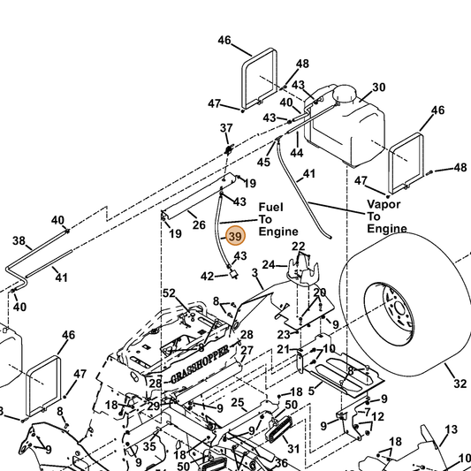 Grasshopper part 821737 — IPL diagram snippet (6x zoom, amber highlight)