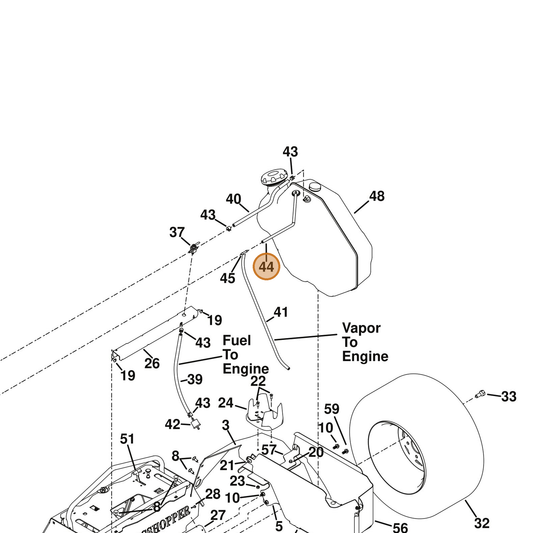 Grasshopper part 821745 — IPL diagram snippet (6x zoom, amber highlight)
