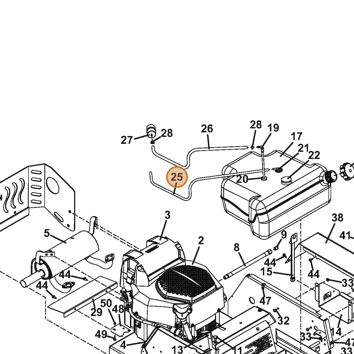 Grasshopper part 821761 — IPL diagram snippet (6x zoom, amber highlight)
