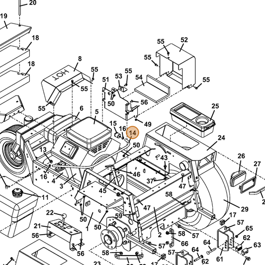Grasshopper part 821770 — IPL diagram snippet (6x zoom, amber highlight)
