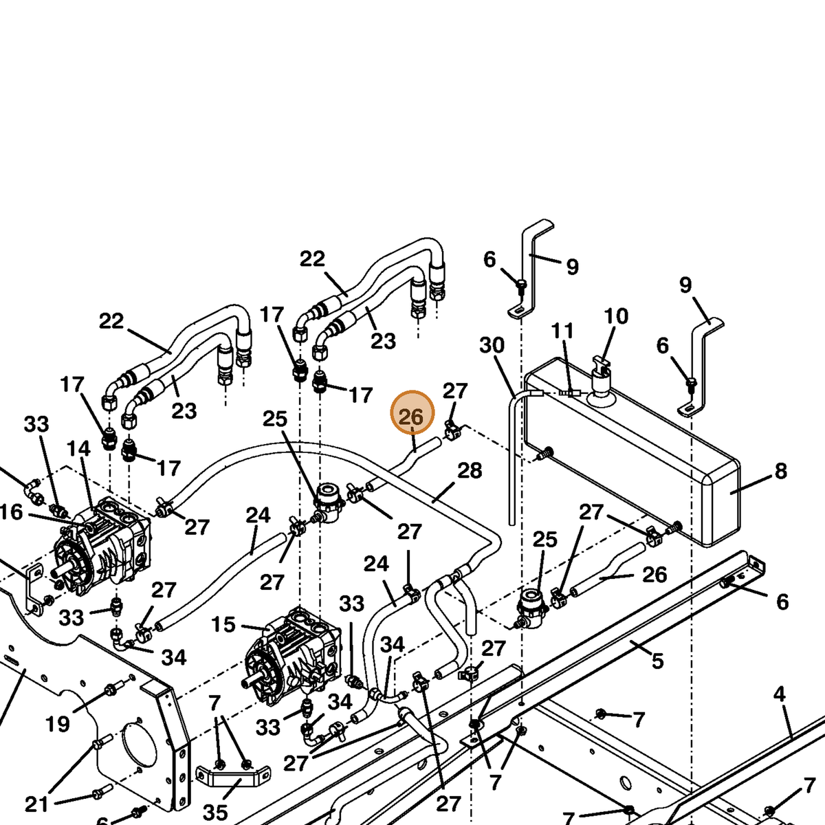 Grasshopper part 821780 — IPL diagram snippet (6x zoom, amber highlight)