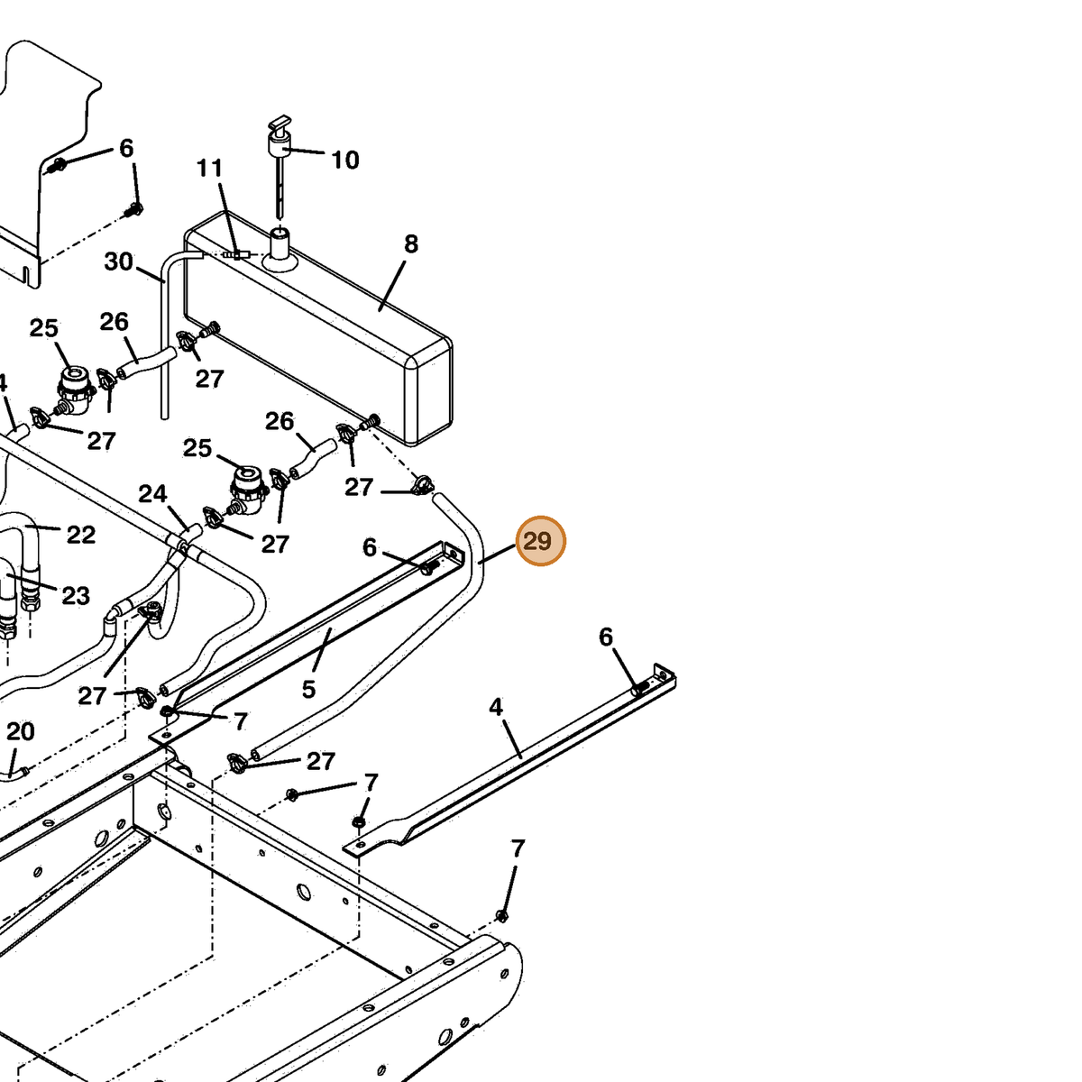 Grasshopper part 821789 — IPL diagram snippet (6x zoom, amber highlight)