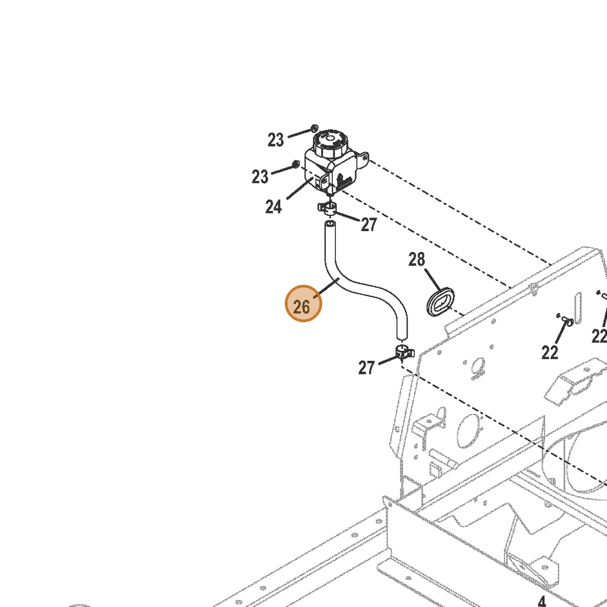 Grasshopper part 821811 — IPL diagram snippet (6x zoom, amber highlight)