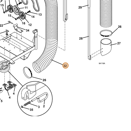 Grasshopper part 821834 — IPL diagram snippet (6x zoom, amber highlight)