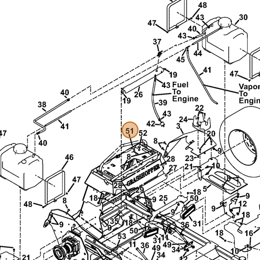 Grasshopper part 821851 — IPL diagram snippet (6x zoom, amber highlight)