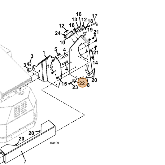 Grasshopper part 822303 — IPL diagram snippet (6x zoom, amber highlight)