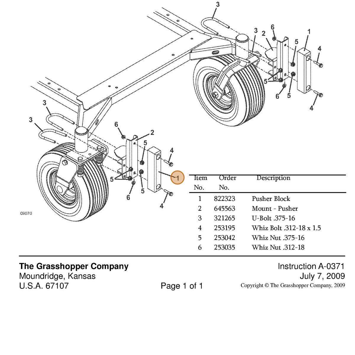 Grasshopper part 822323 — IPL diagram snippet (6x zoom, amber highlight)