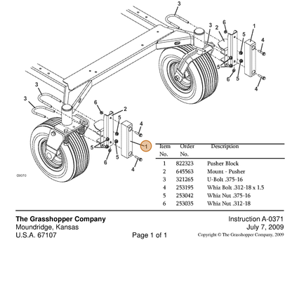 Grasshopper part 822323 — IPL diagram snippet (6x zoom, amber highlight)