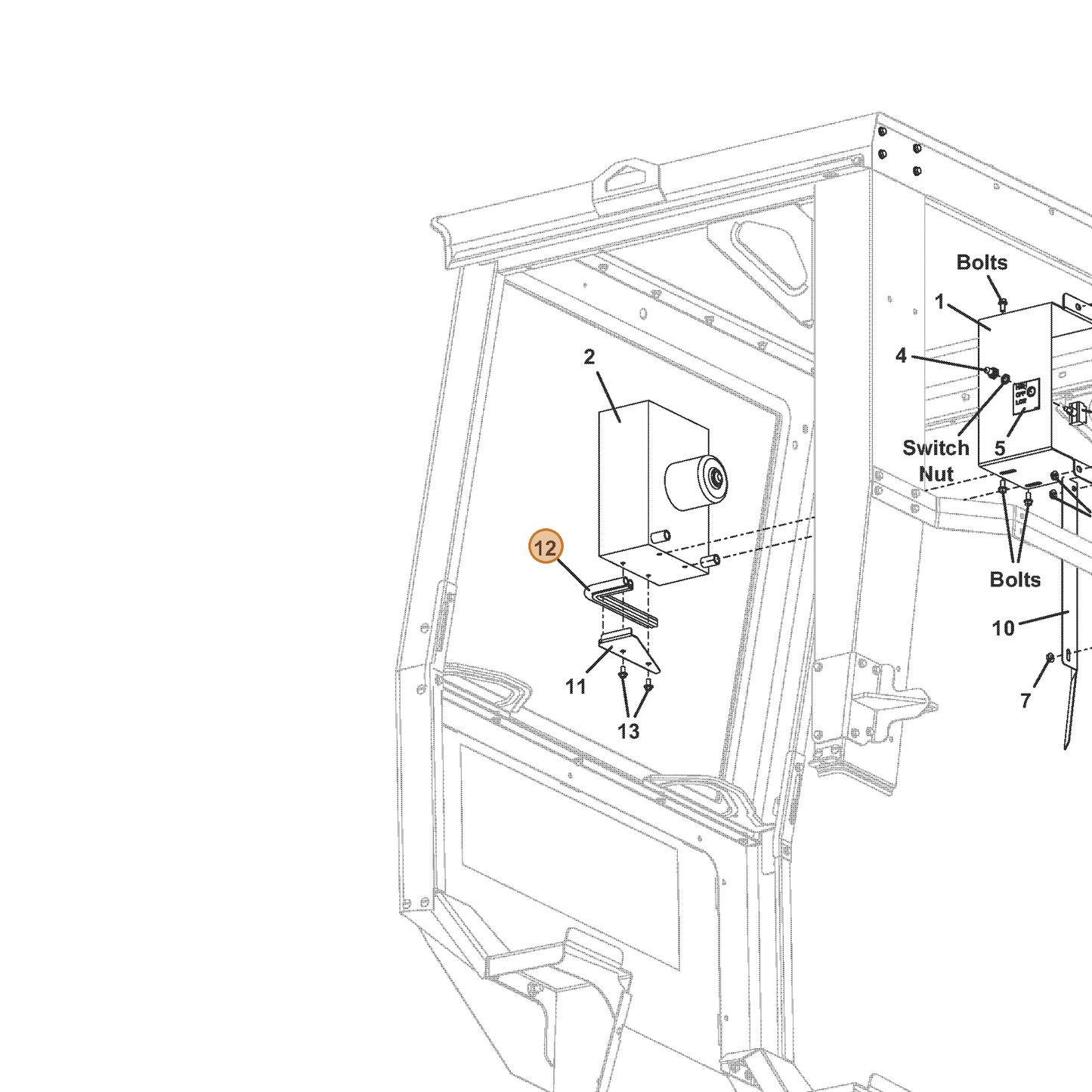 Grasshopper part 822511 — IPL diagram snippet (6x zoom, amber highlight)